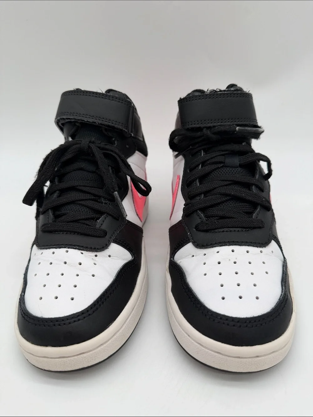 Nike Court Borough 2 Mid Girls Size 4Y White Pink Black Athletic Shoes Sneakers - Picture 7 of 16